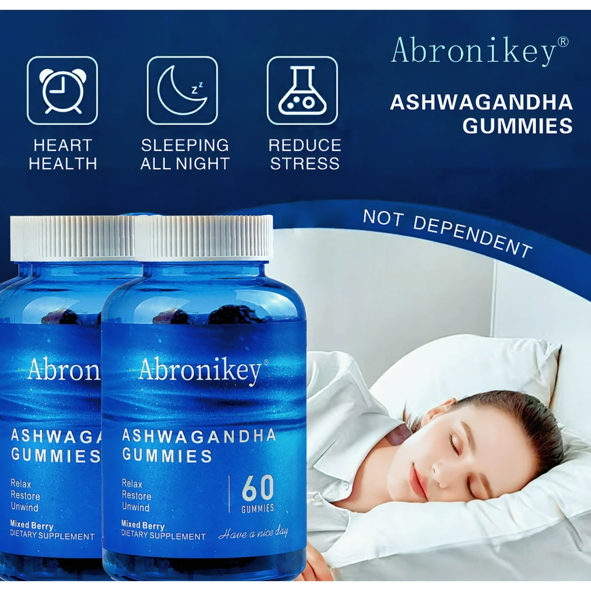 Abronikey Ashwagandha Gummies – 2000 mg Sleep Support, Vegan & Gluten-Free