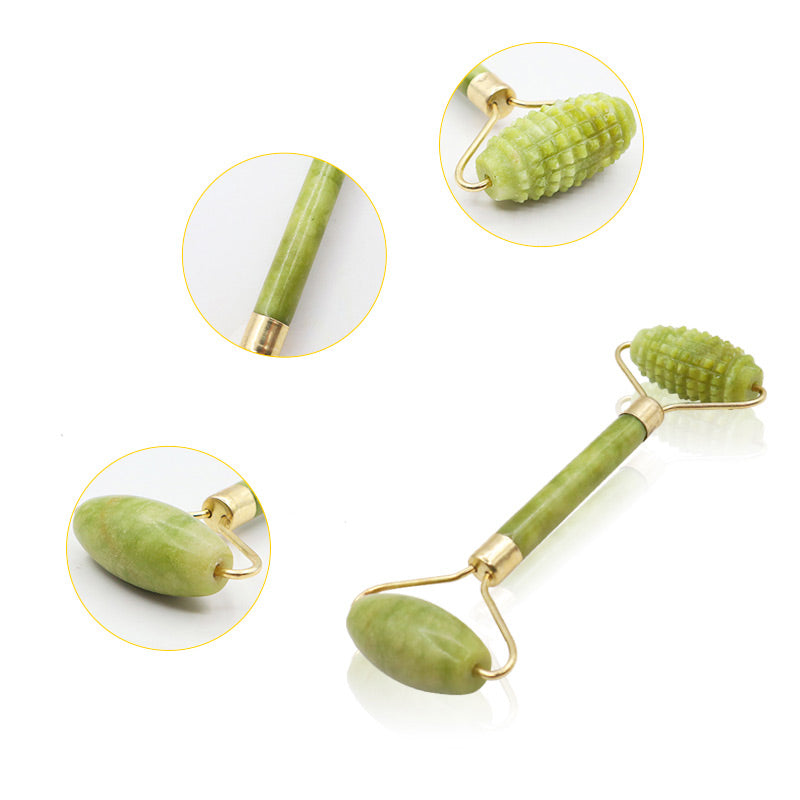 Rose Quartz Roller Slimming Face Massager Lifting Tool Natural Jade