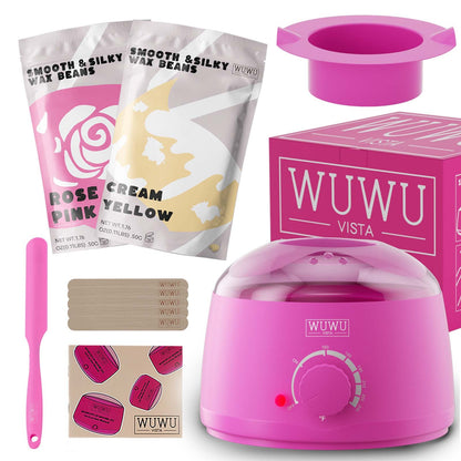 WUWUVISTA Hair Removal Wax Kit - Wax Warmer & Beads for Face & Body