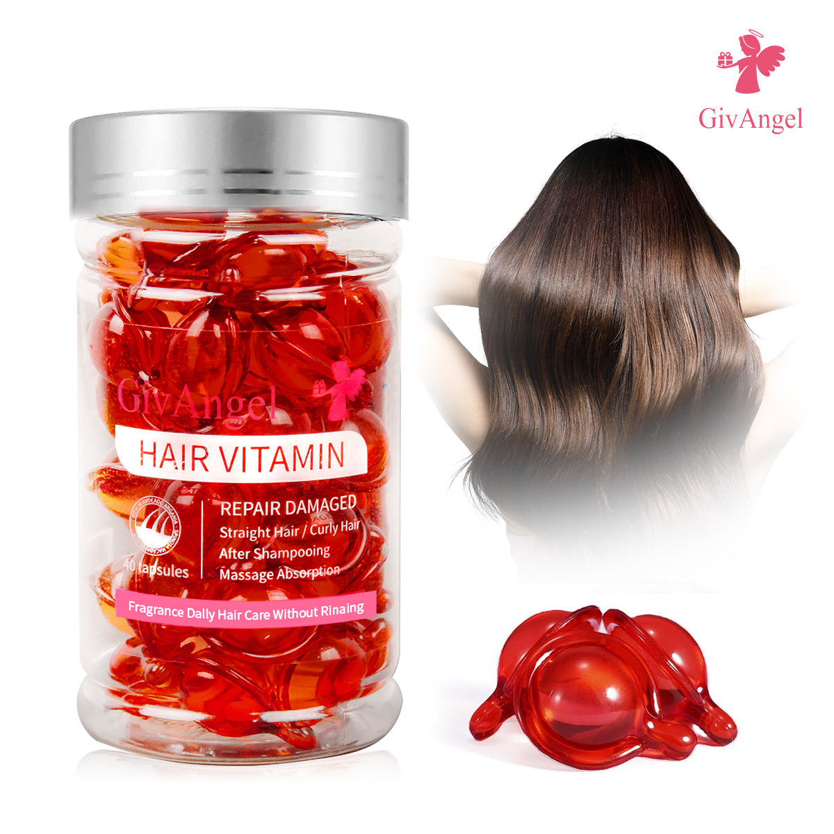 GivAngel Hair Vitamin Capsules – No-Rinse Treatment for Lustrous, Frizz-Free Hair! 🌟